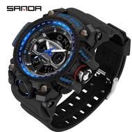 นาฬิกาควอทซ์ดิจิตอลสำหรับเล่นกีฬาแฟชั่นของผู้ชายของ SANDA นาฬิกาแสดงคู่โครโนกันน้ำนาฬิกาปฏิทินที่สมบูรณ์แบบ