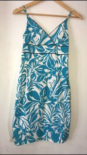 【法國品牌 sinequanone 藍色印花洋裝】藍色印花洋裝 修身優雅  立體 洋裝  約會 尺寸S