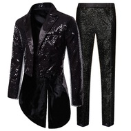 Men Suit Tuxedo Suit Banquet Nightclub Performance Sequin Two-Piece Suit