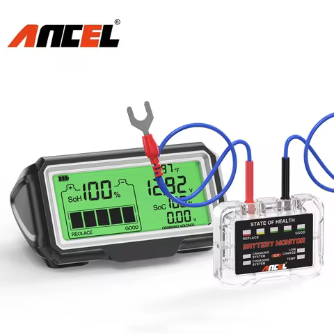 ANCEL BM200 PRO 12V Car Battery Capacity Tester Monitor LED Display Waterproof SOH SOC Battery Healt