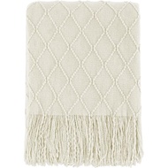BOURINA Beige Throw Blanket 50x60 Inches Throw Textured Solid Soft Sofa Couch Decorative Knit Blanke
