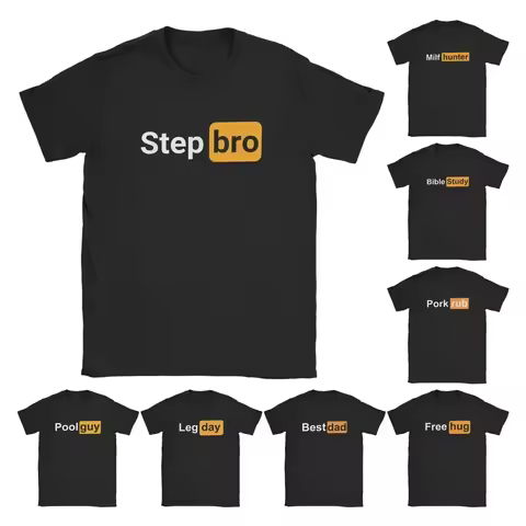 Awesome Step Bro Hilarious Novelty Joke T-Shirt for Men O Neck Pure Cotton T Shirts Funny Porn Short