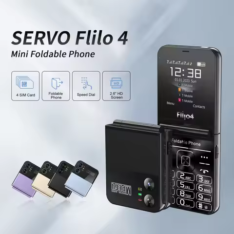 SERVO Flilo4 Folding Mobile Phone 4 SIM Standby Magic Voice Speed Dial Flashlight Call Recording 2.6