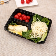 Kotak Makan Tengah Hari Pakai Gaya Amerika Hitam Tiga Petak Kotak Bento Bawa Keluar Kotak Pembungkus