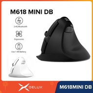 Delux M618Mini DB No Light Silent Dual Wireless 2.4GHz Bluetooth Ergonomic Vertical Mouse  AA Batter