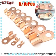 YNATURAL 5/10Pcs OT Cable Connector Kit, Copper OT Type OT Wire Nose Terminal Crimp, Durable Bolt Ho