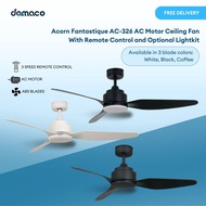 Acorn Fantastique AC-326 AC Motor Ceiling Fan With Remote Control and Optional Lightkit