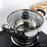 HY-# Stainless Steel Pot with Two Handles Thick Soup Pot Milk Pot Instant Noodle Pot Dormitory Students Pot Household Po