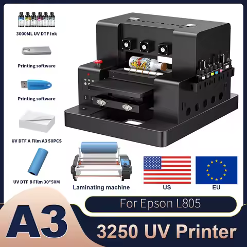 A3 UV Printer L805/XP600 UV Flatbed Printer Machine Impresora A3 UV Printer For Bottle Pen Wood Meta