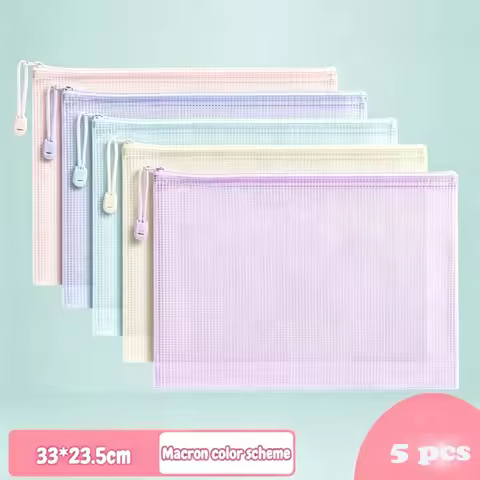 A4 plastic zipper file bag, 5-piece set, cross stitch and puzzle storage bag, travel and office supp