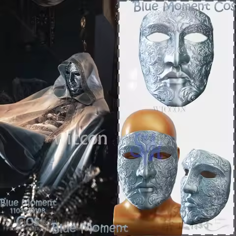 Silver Retro Face 3D Polylactic Acid Mask Cosplay Movie Baldwin IV Halloween Christmas Performance H