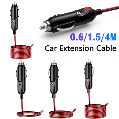 2/1pcs 12V 24V DC Universal Car Cigarette Lighter Plug 20A Fused Male Connector with 0.6m 1.5m 4m Wi