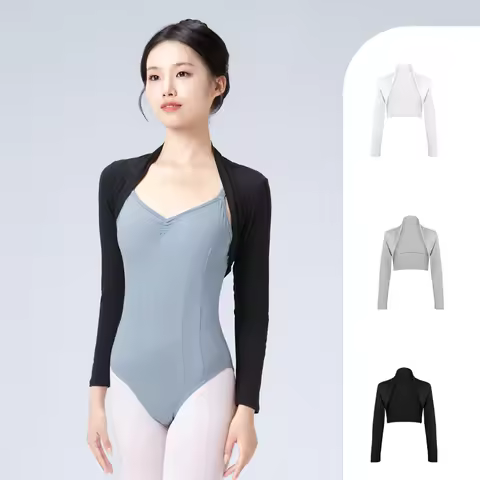 Women Black Bolero Shrug Long Sleeve Dance Shrug Warm up Tops Ballet tops Coat Dance Shirt for Leota