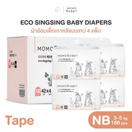 Momo Rabbit Eco Singsing Band ผ้าอ้อมเด็กแบบเทป NB / S / M ซึมซับดี ระบายอากาศ