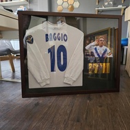 jersey in frame brescia calcio away 2001/02 long sleeve personally signed by roberto baggio no 10 si