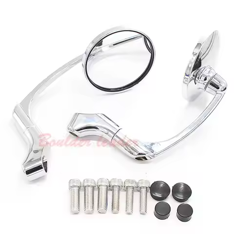 Motorcycle Black / Chrome Retro Round Rearview Side Mirrors For ROYAL ENFIELD gt650 GT 650 Lntercept