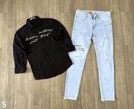 quần bò nam ĐEN DÀI RÁCH NHẸ THÊU lolo chất chơi khóa kéo lệch phong cách 25/06