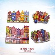 Creative Belgium Ghent Rainbow Street View Fridge Magnet Port3d Painted Travel Souvenirs Magnetic Tr