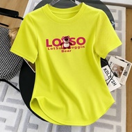 T-SHIRT CASUAL SPANDEXWanita OVAL MODEL SHORT SLEEVE TSHIRT DISTRO PRINTING/ LOTSO MOTIF
