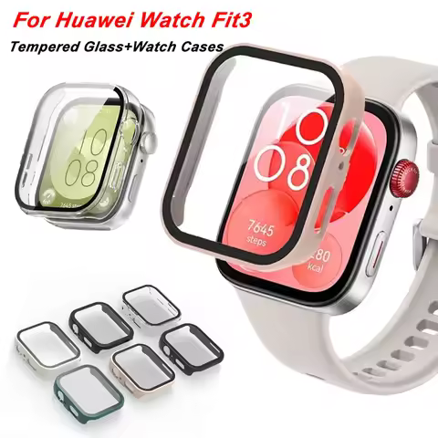 Tempered Glass Watch Cases For Huawei Watch Fit 3 All-Around Screen Protector Hard PC Bumper Watch C