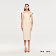VICKTEERUT (ราคาปกติ 14880-.) Re-Edition Cap Sleeve Square Neck Sheath Dress เดรสแขนเต่อ เดรสเข้ารูป