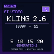 Kling 2.6 AI Video Generator Pass Digital 1080p 5s | 5-20 Generations | Text Image to Video