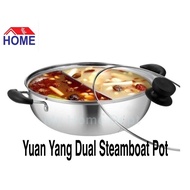 Single Stainless Steel Steamboat Pot / Ying Yang Steamboat pot Yuan Yang double pot 28cm/ 30cm /32cm with lid