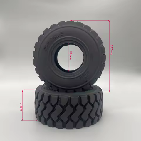 RC Loader Tires 137mm JDM-82 Heavy Duty Rubber Wheels Forklift Tyres for 1/14 Rc Hydraulic Wheel Loa