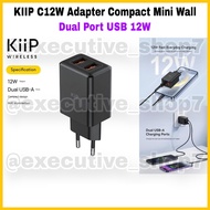 KiiP C12W Compact Mini Wall Adapter - Dual Port USB 12W