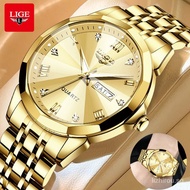 LIGE Quartz Steel Watch For Men Classics Design Watches Waterproof Business Wristwatch HD