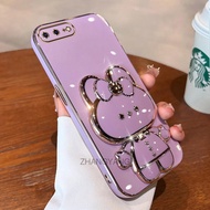Casing iPhone 7 Plus 8 Plus 6 Plus 6s Plus 7 8 6 6s Silicone electroplated TPU soft shell cute rabbit 3D stand phone case with makeup mirror