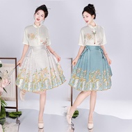 Excellent Original Tao Hua Yuan Hanfu Women's Embroidered Short Maface Skirt Suit - Everyday Wear St