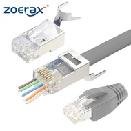 ZOERAX 10/30PCS RJ45 Cat7 Pass Through Connectors, 8P8C 50UM Gold Plated Shielded FTP/STP, High-Perf
