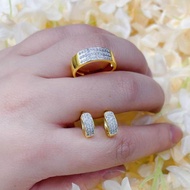 (OOO) 2in1 set Ring and earrings 10k gold not faded