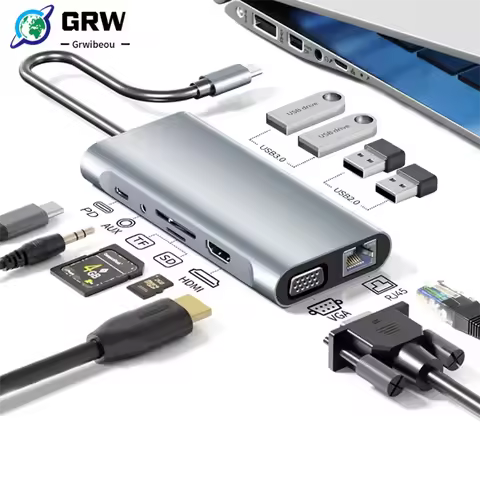 USB C HUB 4K 30Hz Type-C to HDMI-compatible USB 3.0 Adapter 11 in 1 Type C HUB Dock PD 87W USB C Spl