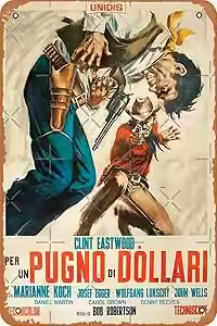 NIUMOWANG Metal Sign - A Fistful of Dollars - Italian1964 Movie Poster Print. Tin Poster 12 X 8 Inch