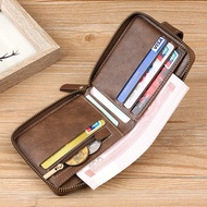 Wallets for Men Card Wallet Coins Wallet Men Wallet Genuine Leather Purses Vintage Small Men's Wallet Zipper Buckle Zero Wallet Multi Functional Card BagTri-fold Card Case Purse