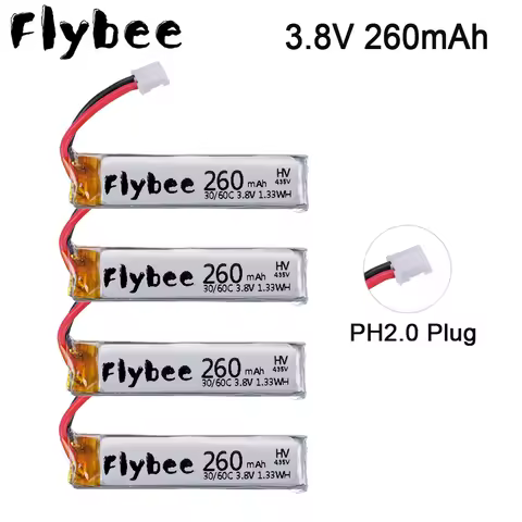 5PCS/lot 3.8V 260mAh 45C/90C 1S Lipo Battery for US65 UK65 QX65 for UR65 Mobula7 Drone RC Quadcopter
