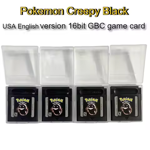 New Pokemon Creepy Black GBC Game Cartridge 16 Bit Video Game Console Card USA English Language for 