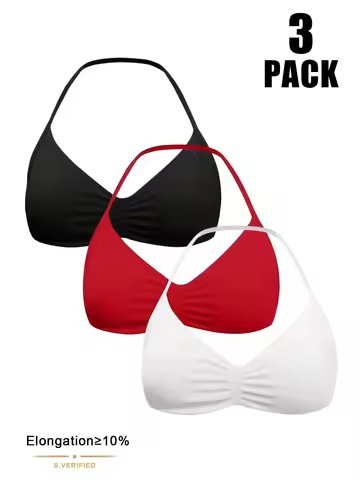 A Sports Bra with a Halter Neck Design in Three Parts
