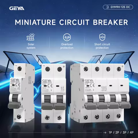 GEYA 1P 2P 3P 4P DC 1000V 6kA MCB Solar Mini Circuit Breaker Overload Short Circuit Protection Isola