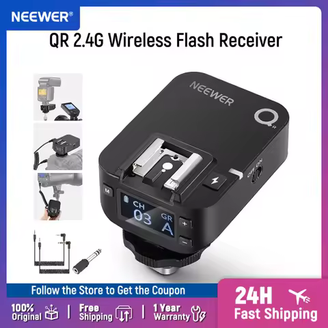 NEEWER QR 2.4G Wireless Flash Receiver for NEEWER QPRO-C, QPRO-N, QPRO-S Triggers, Single Contact wi