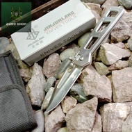 JINJUNGLANG No.JL-27A มีดพับ ใบ 3.5 นิ้ว ด้าม Stainless Steel ระบบล็อค Slide Lock ใบเงางาม ด้ามจับเจ