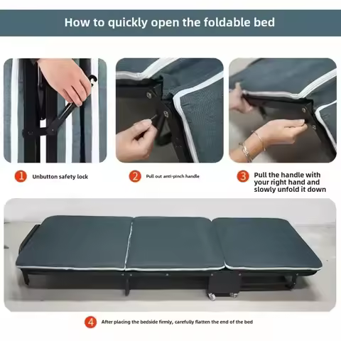 Household Goods Lunch Break Bed Rollaway Bed Single Nap Bed Fold Bed Camp Bed Office With Pulley Esc