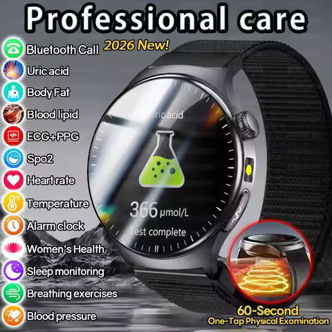 2026New 60 Second Health Check Smart Watch Men Blood Lipid Body Fat Analysis Health Care Watch IP68 
