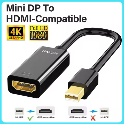 Mini DisplayPort to HDMI-Compatible 4K Adapter Mini DP Male to HDMI HDTV Converter for MacBook Table