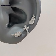 TPU] Vintage Couples Creative Angel Wings Stud Earrings Women Punk Studs Birthday Jewelry Gift