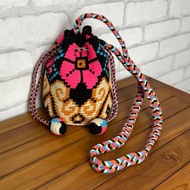 哥倫比亞製 Julia 背帶 單肩斜背包 Wayuu 編織手工包 黑粉金