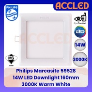 Philips 59528 Marcasite 14W LED Downlight / 3000K Warm White / 160mm / 6" / Square / Slim Design