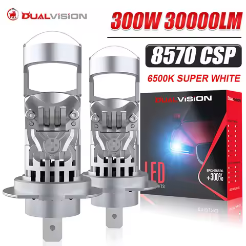 2Pcs Mini H7 3 Color Changing Projector Lens Bulb H7 Car Headlight 3000K 4300K 6000K 300W Auto Light